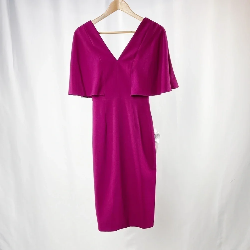 NWT Dress The Population Louisa Butterfly Sleeve Cocktail Dress in‎ Dark Magenta
